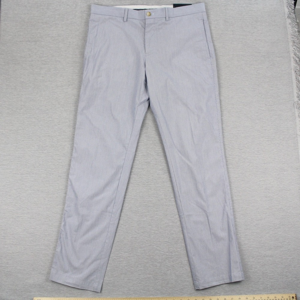 Tailorbyrd Chino Pants Mens 34x32 Blue Striped Flat Front Straight Cotton NEW